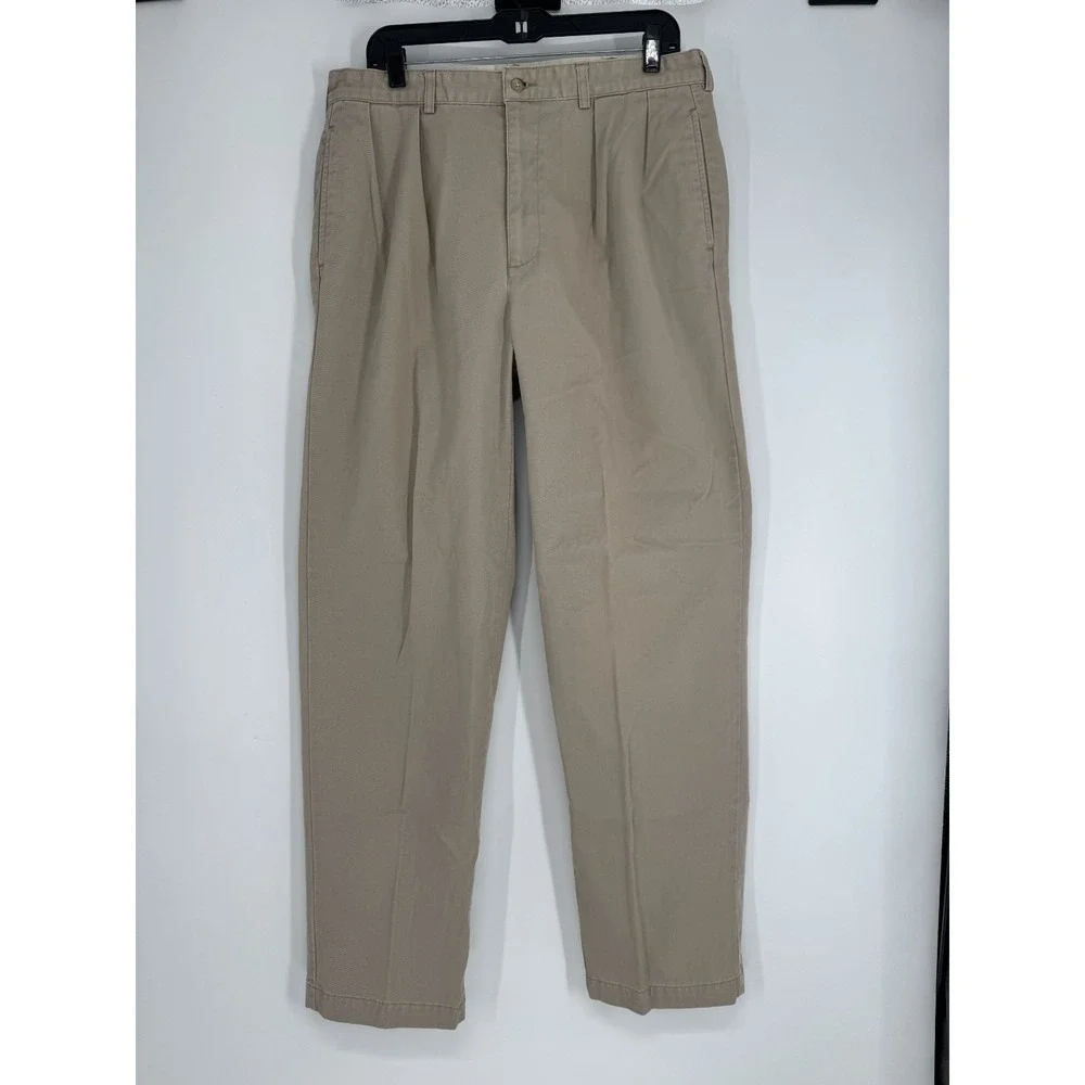 Polo Ralph Lauren Andrew Pants Mens Size 36x32 Khaki Vintage Baggy Pleated Chino